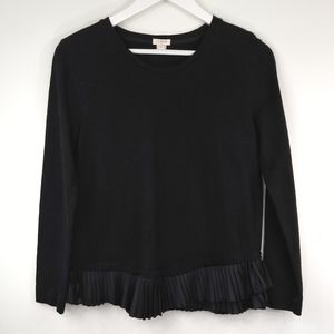 J. Crew ruffle pleated hem long sleeve knit top S